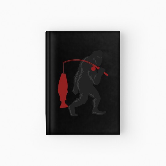 Funny Bigfoot Pole Rod Fishing Fish Sasquatch Gift Hardcover Journal