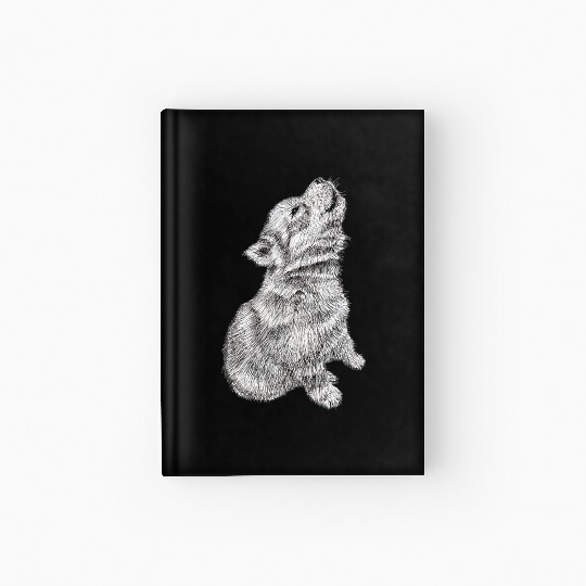 Cute Baby Howling Wolf Cub Sketch Hardcover Journal