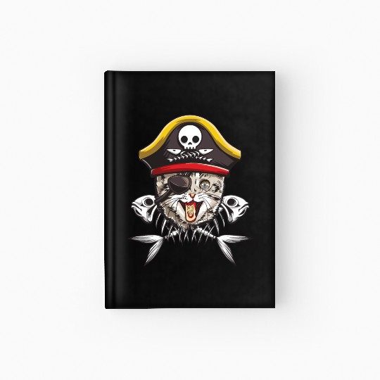 Cat Pirate Jolly Roger Flag Skull Crossbones Capta Hardcover Journal