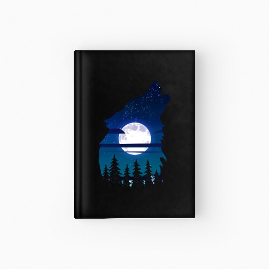 Howling wolf full moon forest howling wild Hardcover Journal