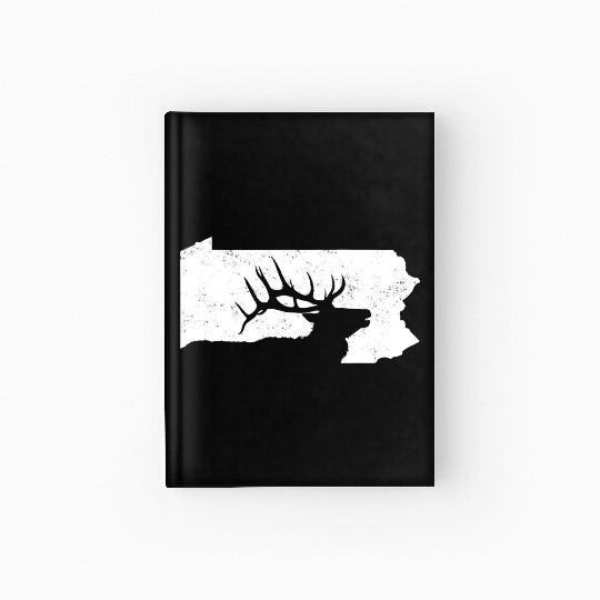 Pennsylvania Elk Hunting Bull Elk PA State Shape Hardcover Journal