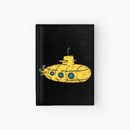 Us Navy Yellow Cartoon Submarine Cute Submariner B Hardcover Journal