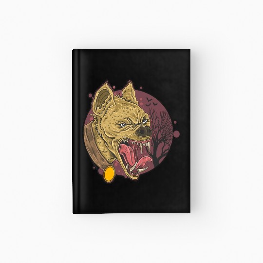 wild hyena angry face head Hardcover Journal