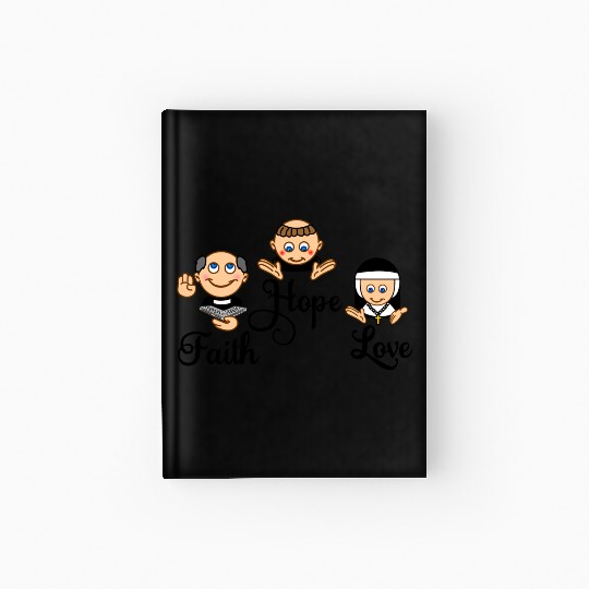 Faith Hope Love with nun, pastor and monk Hardcover Journal