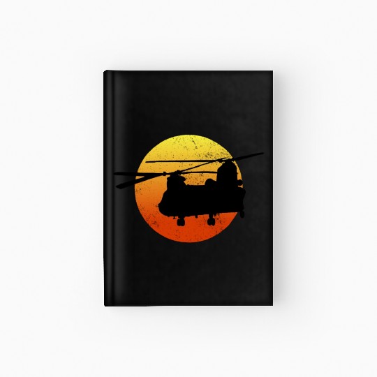 CH47 Chinook Silhouette Sunset Military Helicopter Hardcover Journal