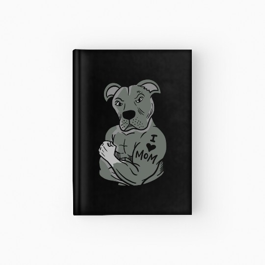 Pitbull Showing tattoo I love Mom Hardcover Journal