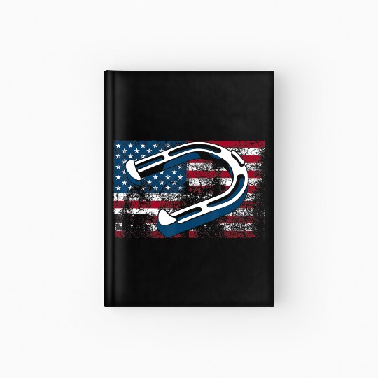 Cool Horseshoe Pitching USA Flag Funny US Pitcher Hardcover Journal