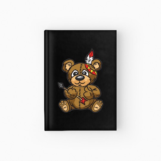 Indian Teddy Bear with Jewelry and Arrow Hardcover Journal