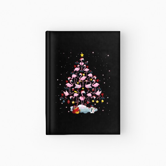 Flamingo Christmas Tree Funny Flamingo Lover Xmas Hardcover Journal