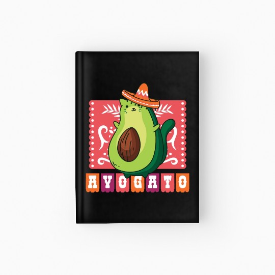 AVOGATO " AVOCADO CAT MEXICAN " Hardcover Journal