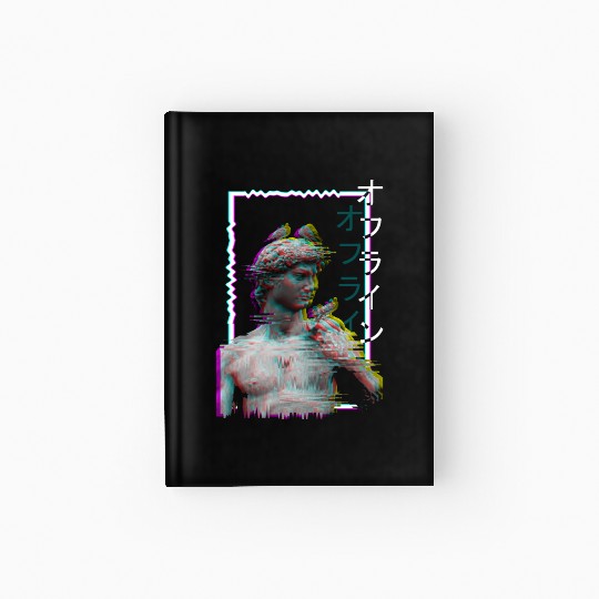 Greek Statue Ancient Vaporwave Synthwave Glitch Hardcover Journal
