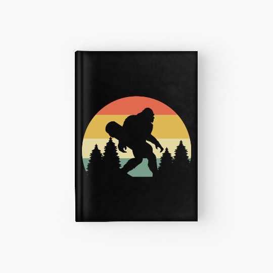 Retro Silhouette Sasquatch Bigfoot Skateboard Hardcover Journal