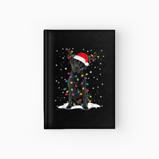 Black Lab Labrador Christmas Tree Light Pajama Dog Hardcover Journal