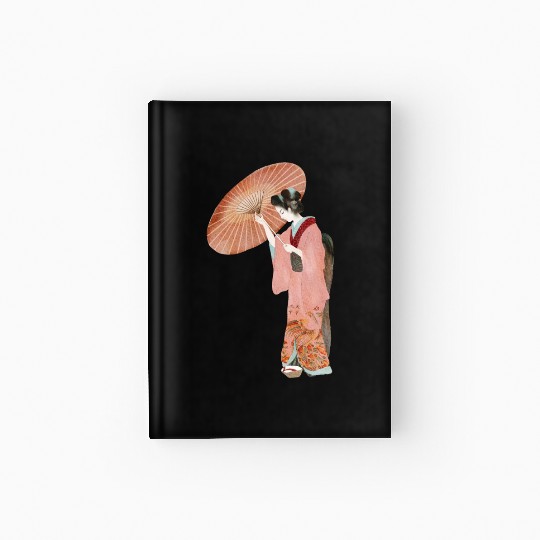 Japanese woman in kimono in a watercolor Hardcover Journal
