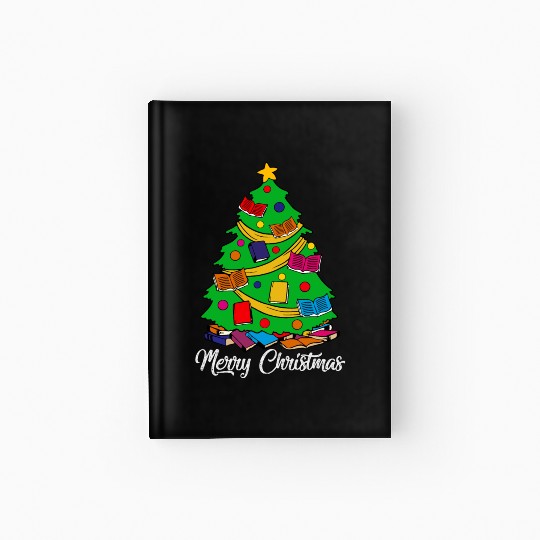 Merry Christmas Tree Love Reading Books Librarian Hardcover Journal