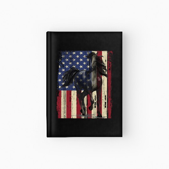 Horse American Flag Horseback Riding Horse Lover Hardcover Journal