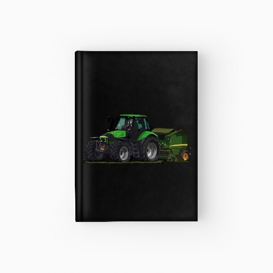 Light green tractor with a baler Hardcover Journal