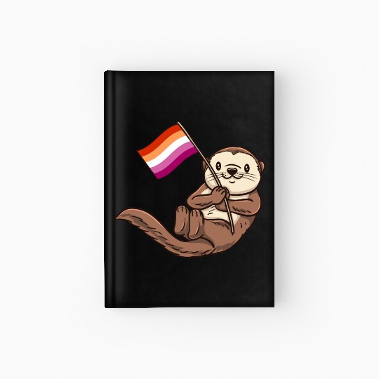 Lesbian Sea Otter With Orange Pink Lesbian Hardcover Journal