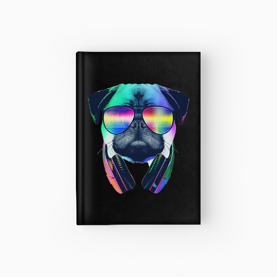 Pug DJ - Pug Headphones Hardcover Journal