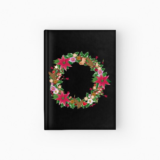 classic Christmas wreath lavishly decorated Hardcover Journal