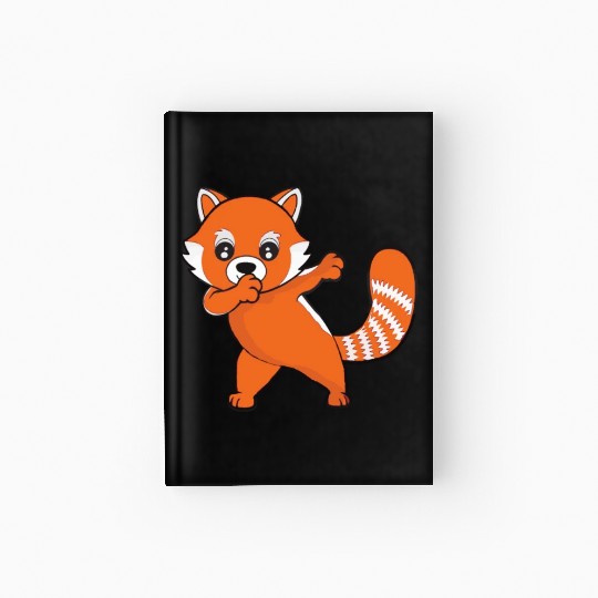 Dabbing Red Panda Cherry Blossoms Bamboo Hardcover Journal