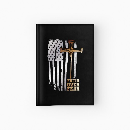Faith Over Fear Christian American Flag Hardcover Journal