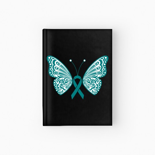 Ovarian Cancer Awareness Teal Ribbon Butterfly Hardcover Journal