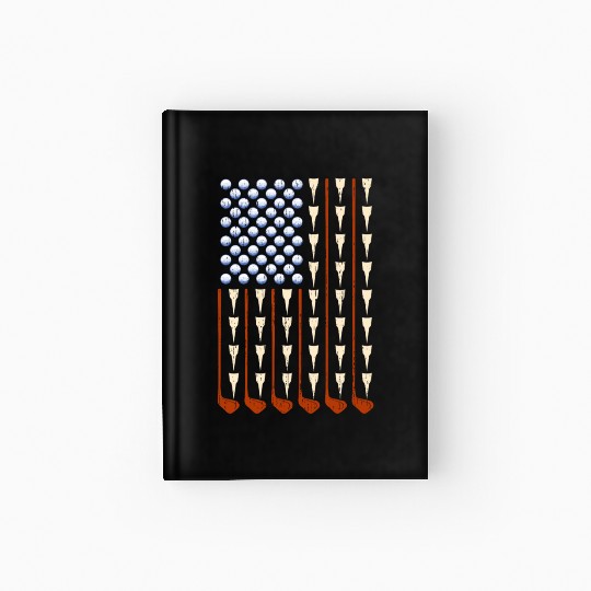 Retro American Flag Golf Funny Golfing USA Golfer Hardcover Journal