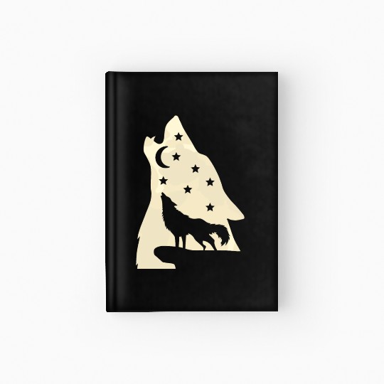 Wolf silhouette howling wolf moonlight Hardcover Journal