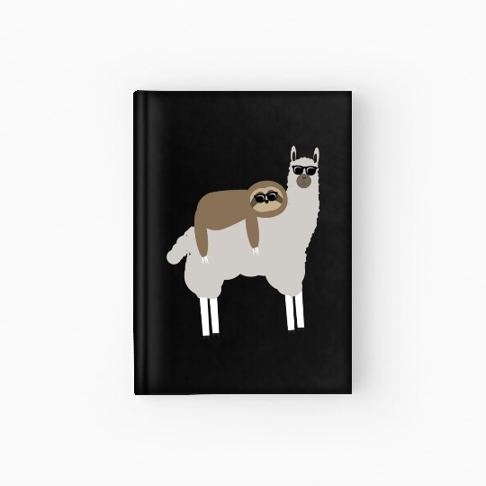 funny sloth riding llama - cute animals lover gift Hardcover Journal