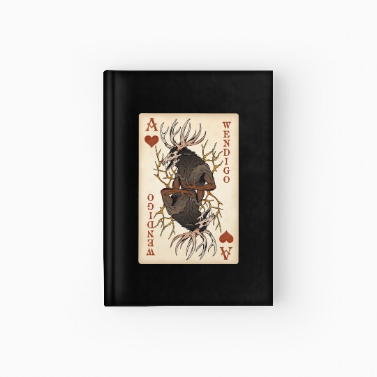 Wendigo Playing Card - Ace of Hearts Cryptid Art Hardcover Journal