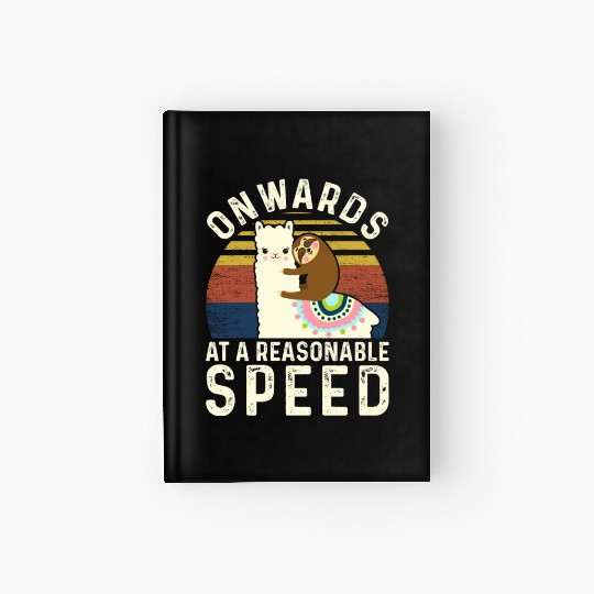 Vintage Style Sloth Riding Alpaca - Funny Llama Hardcover Journal