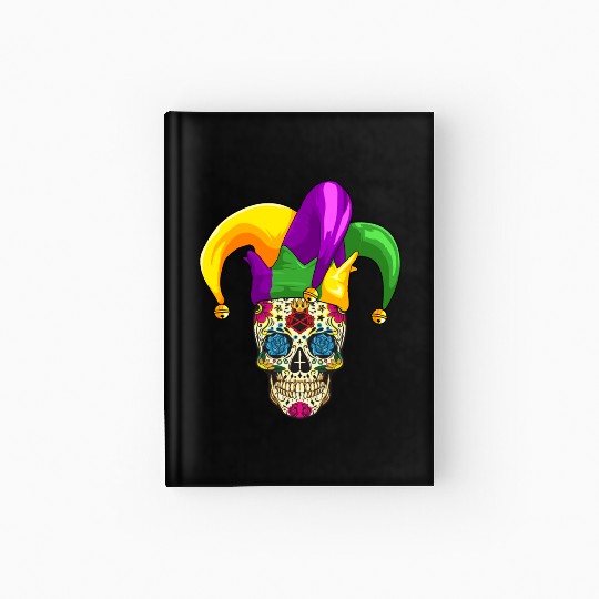 Sugar Skull Mardi Gras Jester Joker Louisiana Carn Hardcover Journal