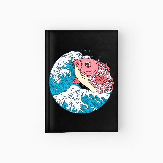 Japanese Koi Fish Great Kanagawa Wave Hardcover Journal