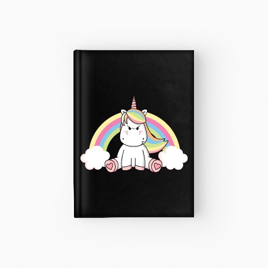Grumpy Unicorn Evil Bad Mood Unicorn Rainbow Hardcover Journal