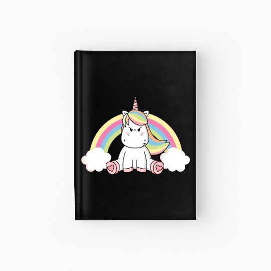 Grumpy Unicorn Evil Bad Mood Unicorn Rainbow Hardcover Journal