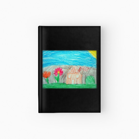 House with Garden and Flowers Optimism Kid Drawing Hardcover Journal