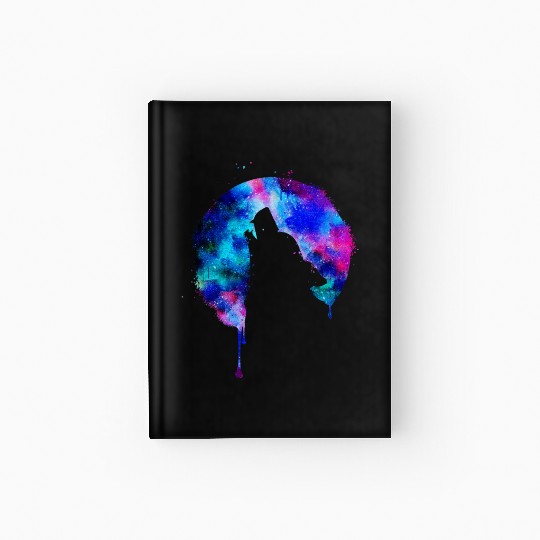 Howling wolf full moon wolves galaxy stars sky Hardcover Journal