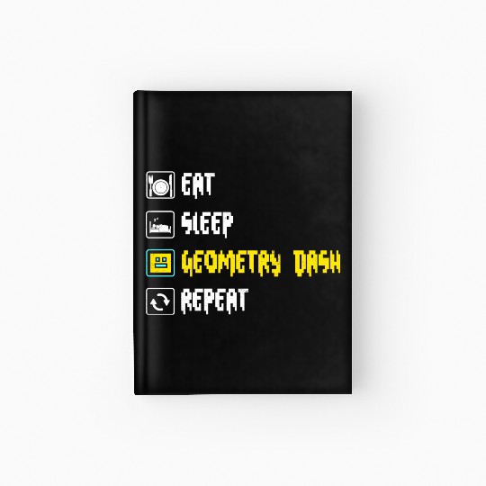 Eat sleep geometry dash repeat retro Jumper Repeat Hardcover Journal