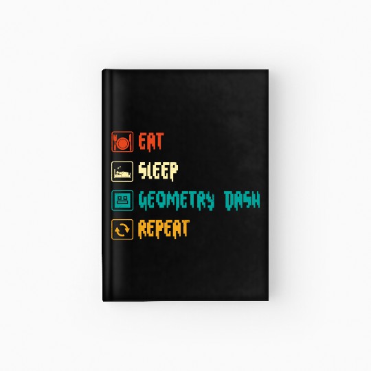 Eat sleep geometry dash repeat retro Jumper Repeat Hardcover Journal