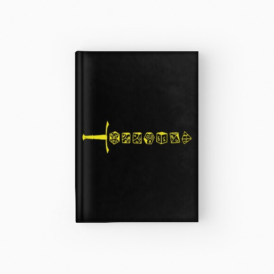 yellow dice sword fantasy Hardcover Journal