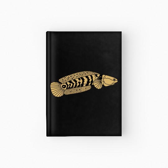 black and gold channa snakehead fish illustrations Hardcover Journal