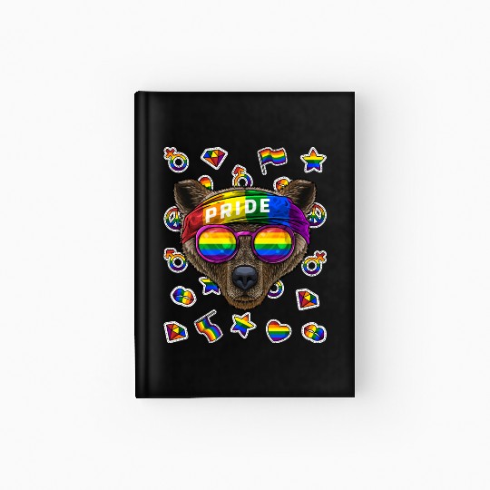 LGBT Bear Gay Pride Month Grizzly Bear Rainbow Les Hardcover Journal