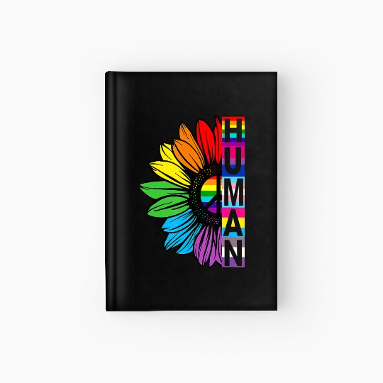 HUMAN Sunflower LGBT Flag Gay Pride Month LGBTQ Hardcover Journal