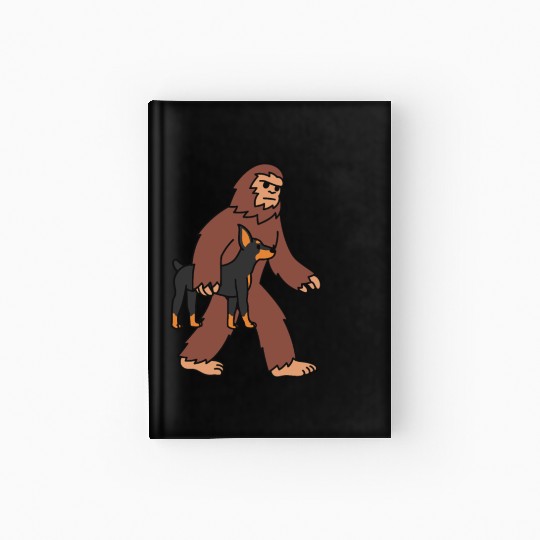 Bigfoot Sasquatch Carrying Doberman Hardcover Journal