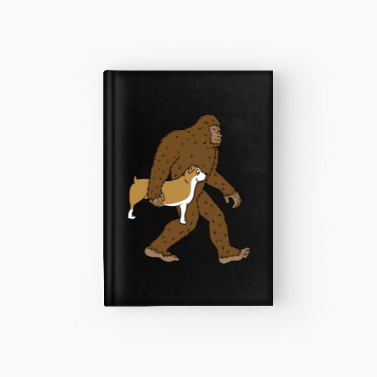 Bigfoot Sasquatch Carrying English Bulldog Hardcover Journal