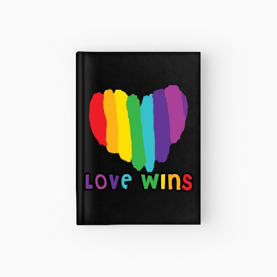 Love wins, pride rainbow heart Hardcover Journal