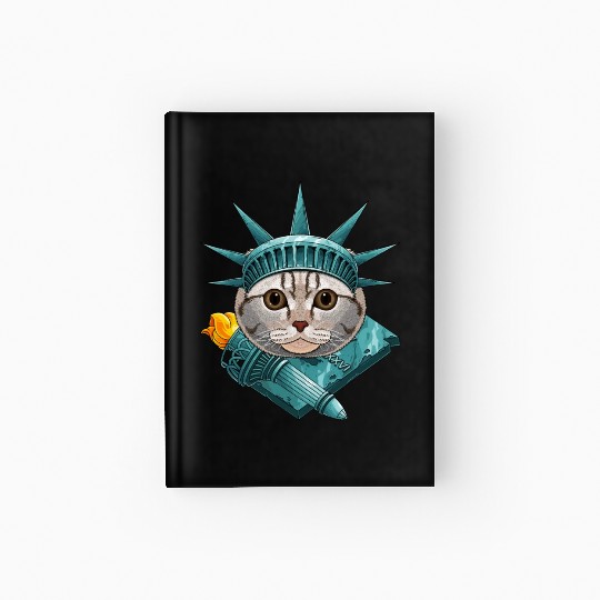Statue Of Liberty Scottish Fold 4th Of July Cat US Hardcover Journal