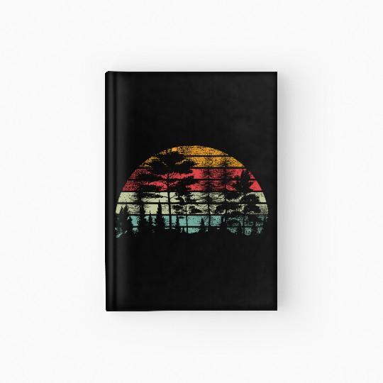 Retro Style Wildlife Trees Outdoors Nature Forest Hardcover Journal
