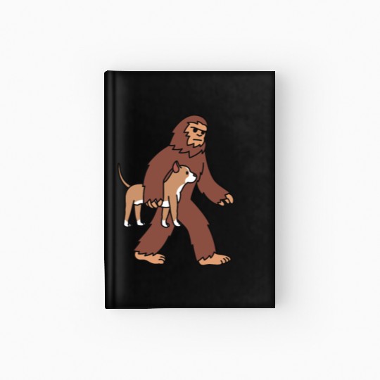 Bigfoot Sasquatch Walking Pit Bull Hardcover Journal